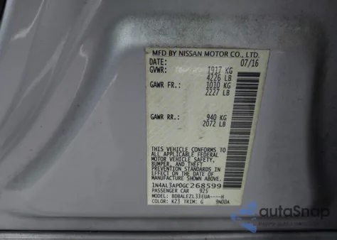 2016 Nissan Altima 2.5 S z USA, uszkodzony, nr VIN 1N4AL3AP0GC268599